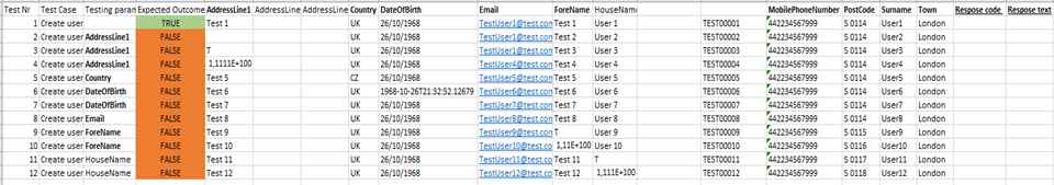 Excel test template